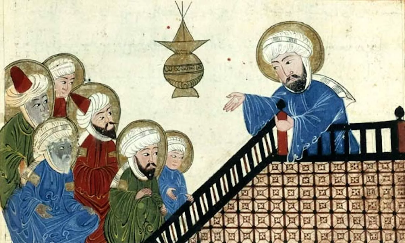 Il·lustració del segle XV d'una còpia d'un manuscrit d'al-Biruni que representa Mahoma predicant