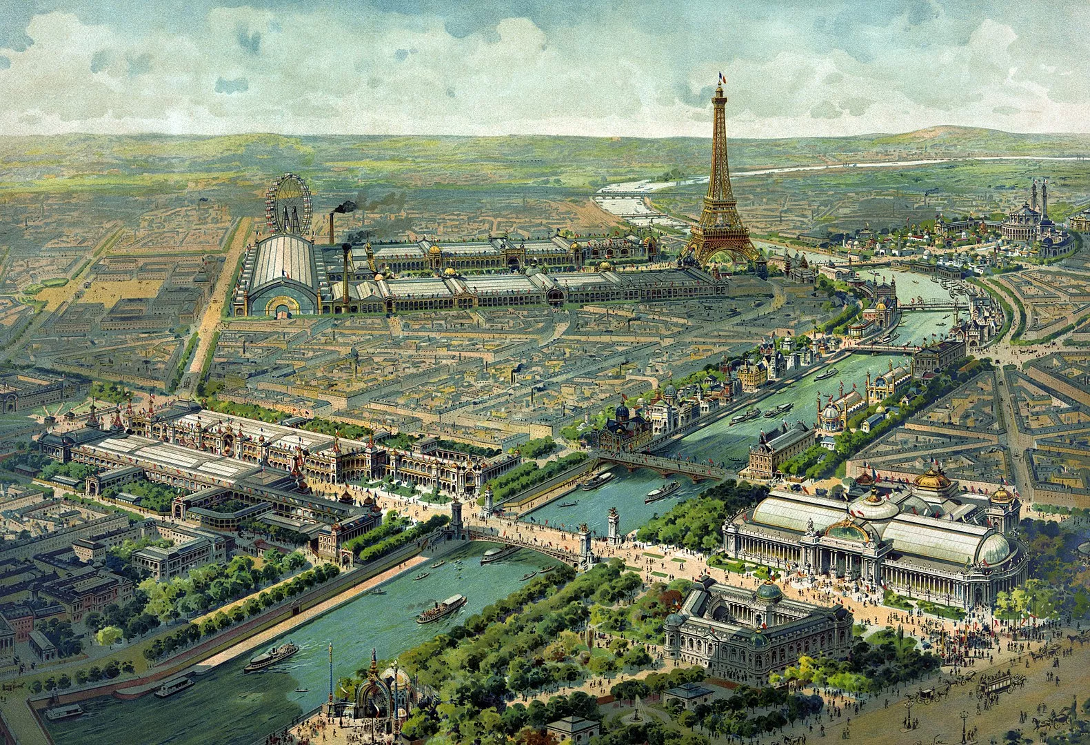 Il·lustració de la ciutat de París durant l'Exposició Universal de 1900