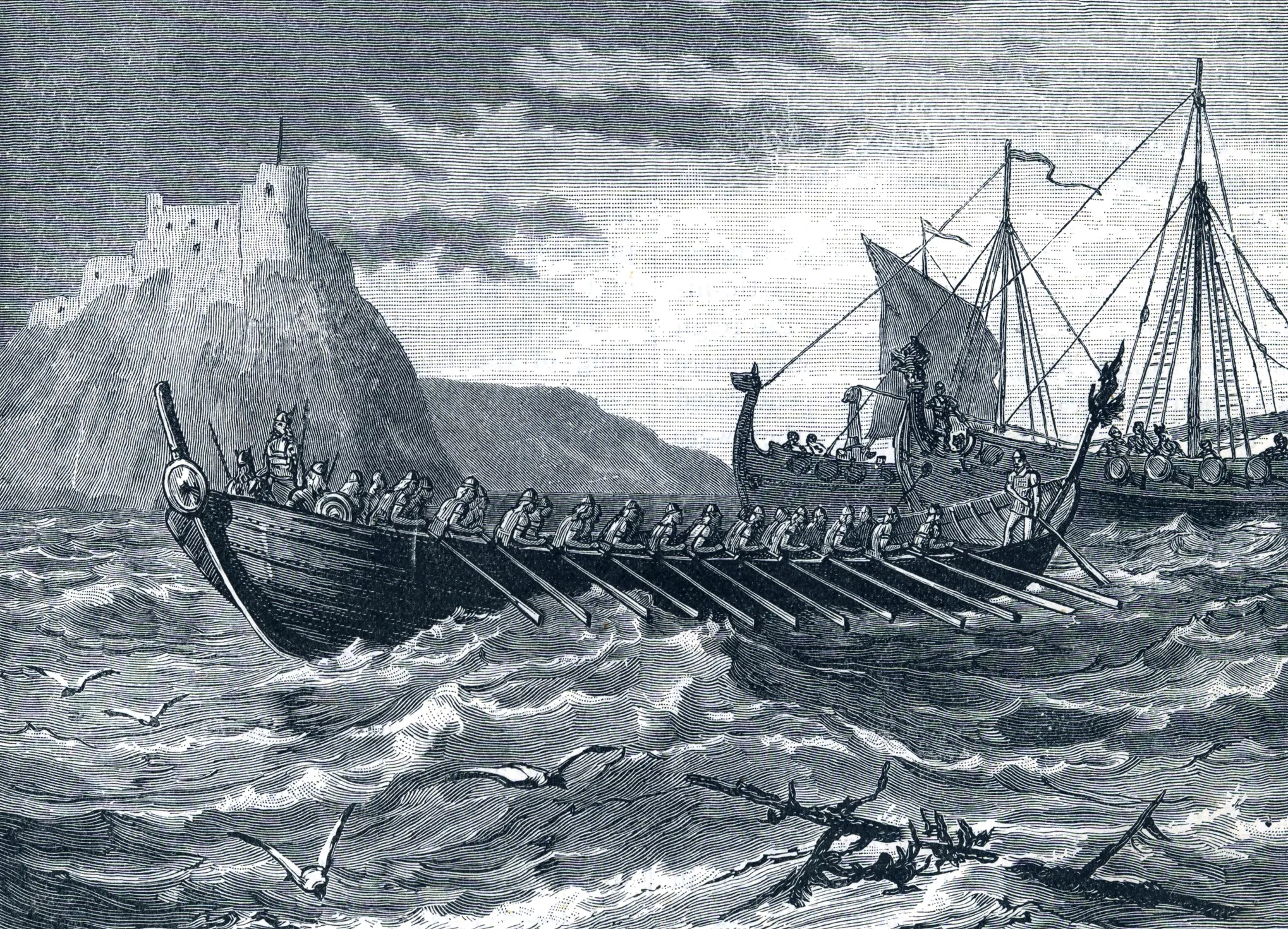 Retrat de dos vaixells vikings