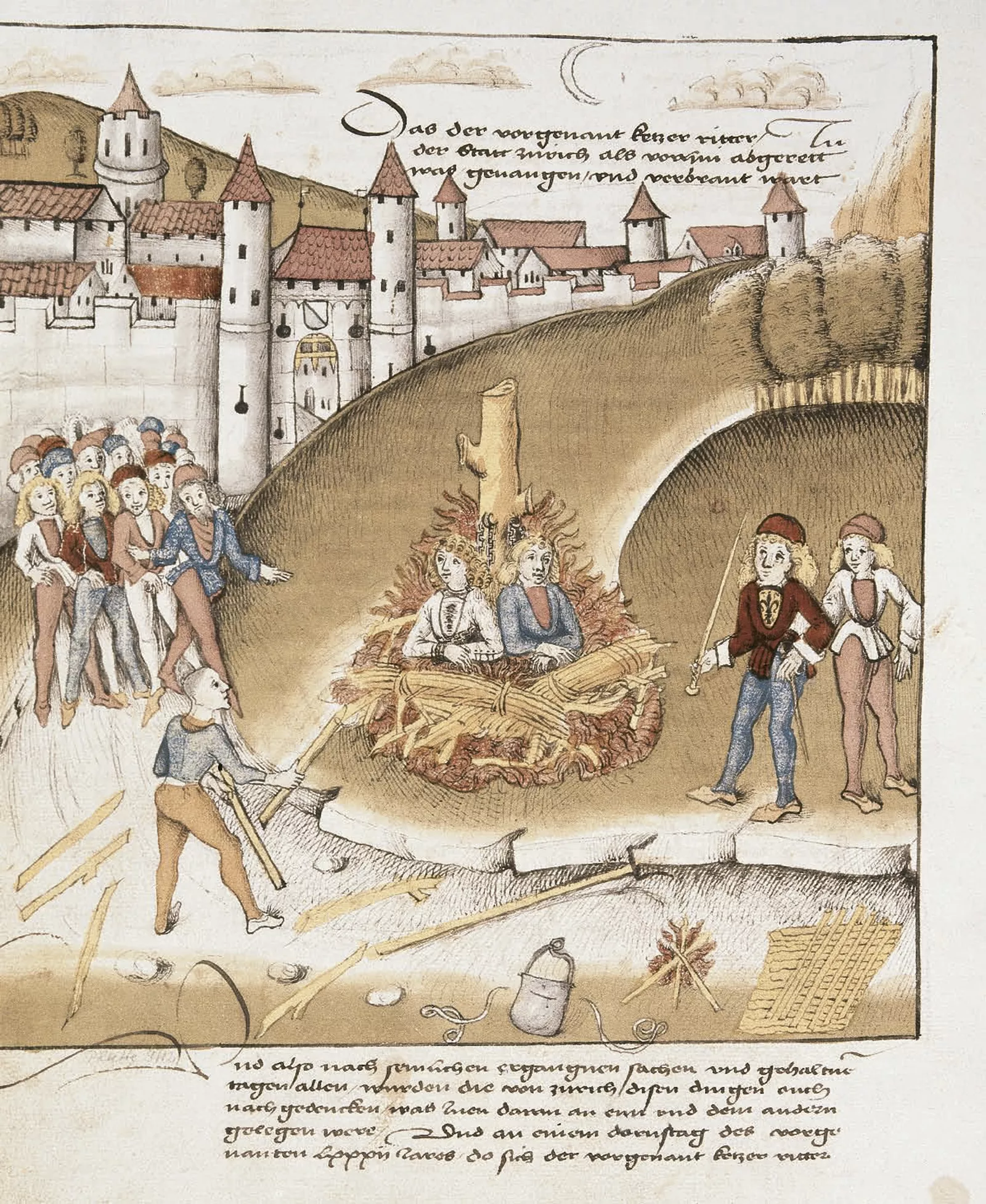 Els homes acusats de sodomites eren cremats a la foguera. A la imatge, execució del cavaller Richard Puller von Hohenburg i el seu criat, a Zúric, el 1482