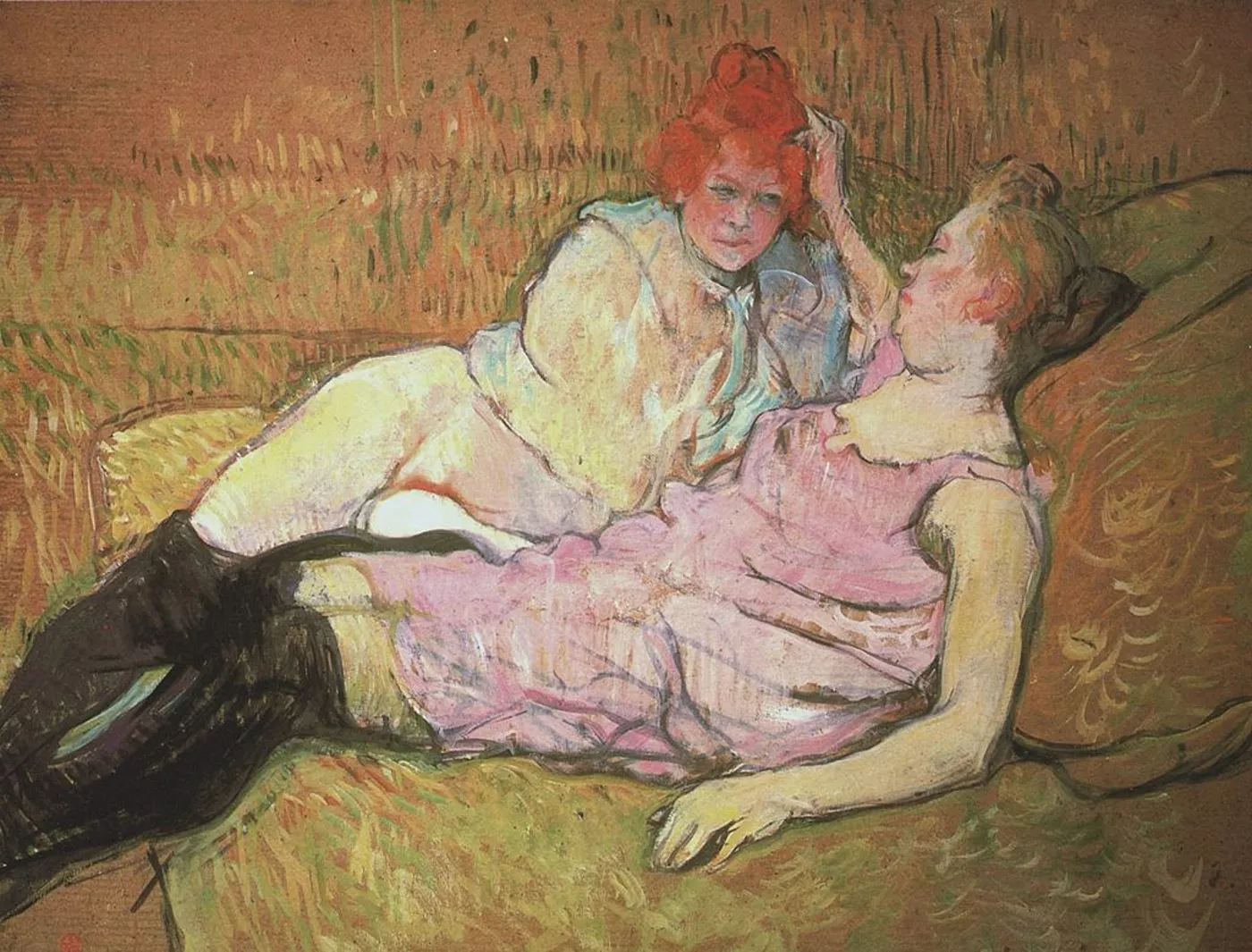 El 1894, Henri de Toulouse-Lautrec va pintar una parella de lesbianes estirades en un divan