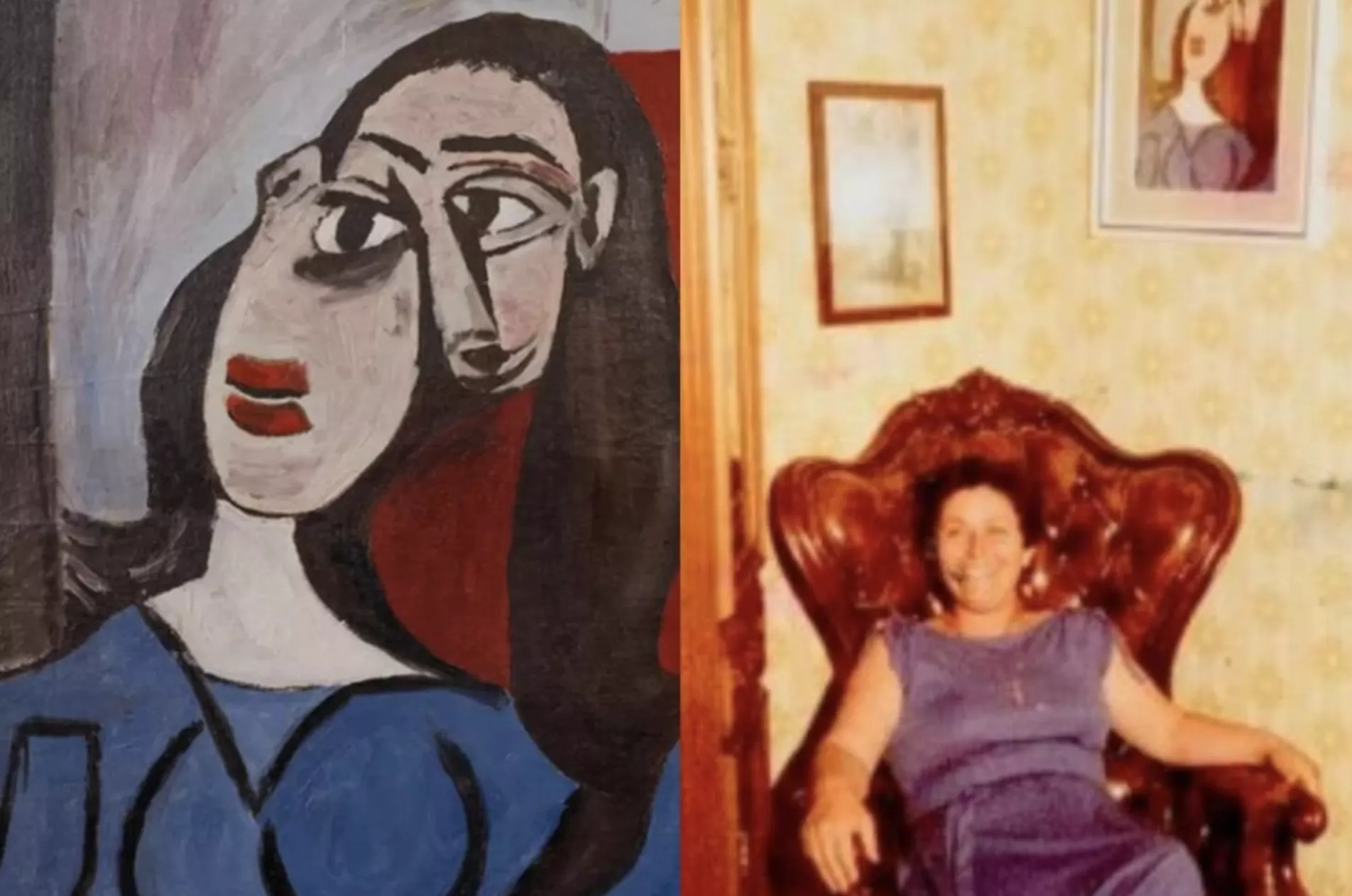 La senyora Lo Rosso al costat del Picasso que el seu home va trobar 