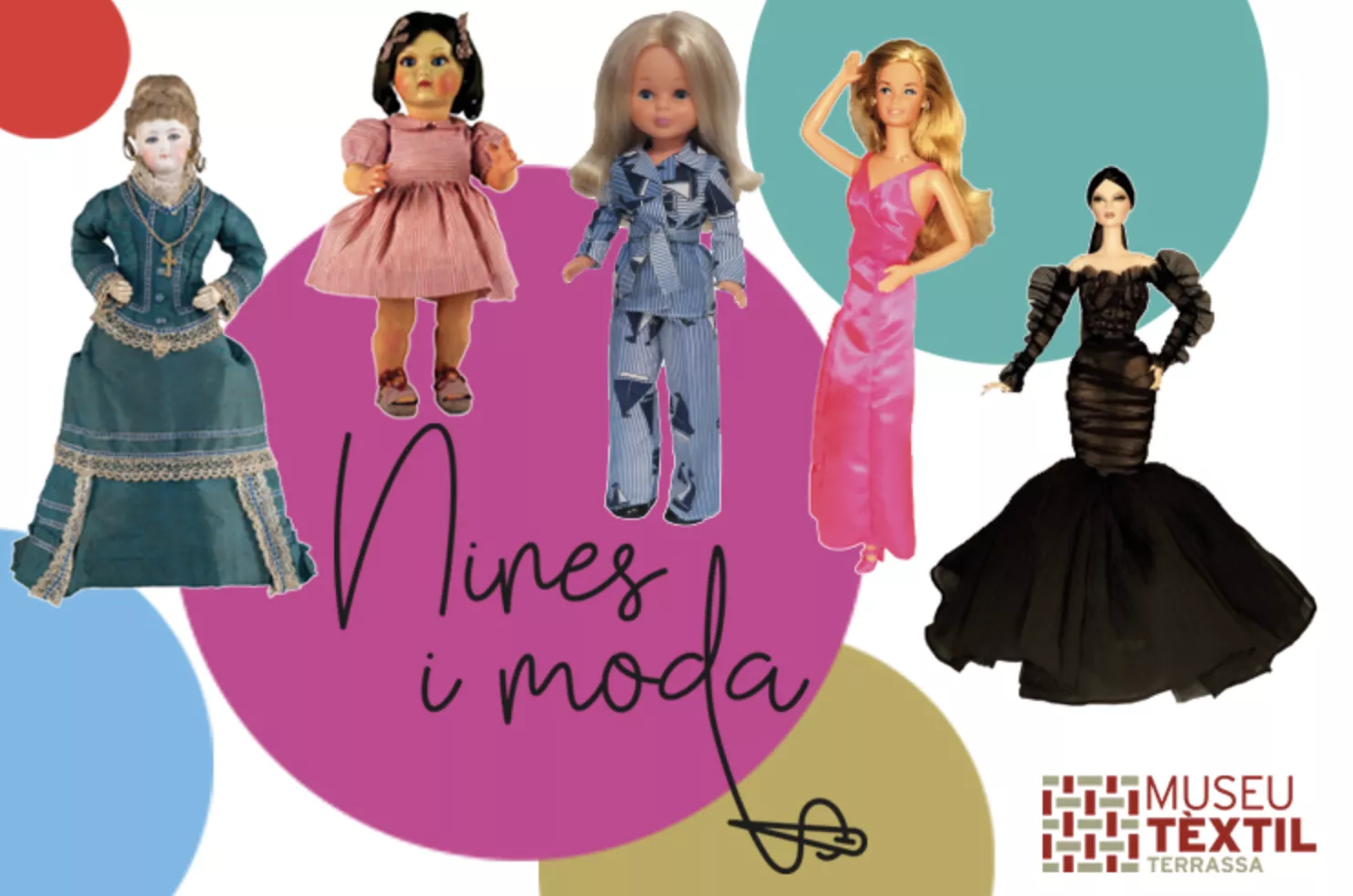 Cartell de l'exposició 'Nines i moda', al Museu Tèxtil de Terrassa