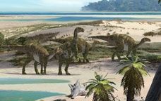 Recreació d'un paisatge del Mesozoic